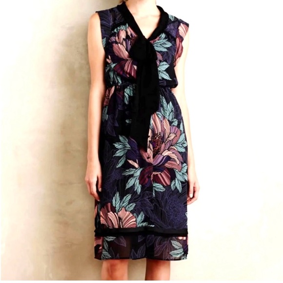 Maeve Dresses & Skirts - Anthropologie Maeve Brelin Floral Sheer Mix Print Lined Dress | S